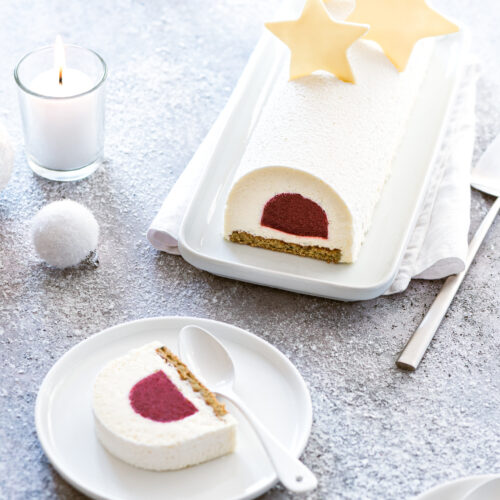 Bûche chocolat blanc framboise - Lilie Bakery