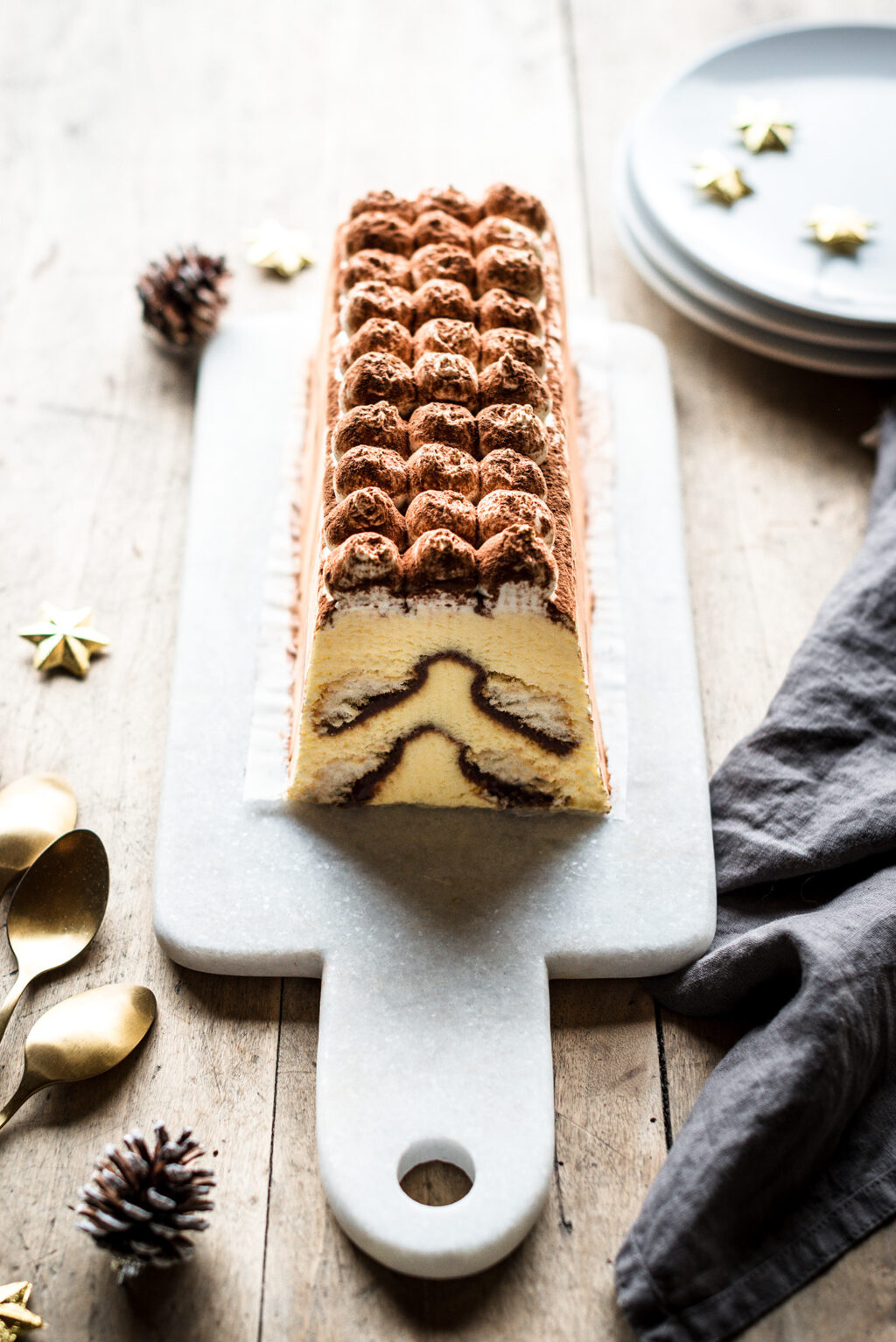 Bûche tiramisu chocolat crème marrons - Lilie Bakery