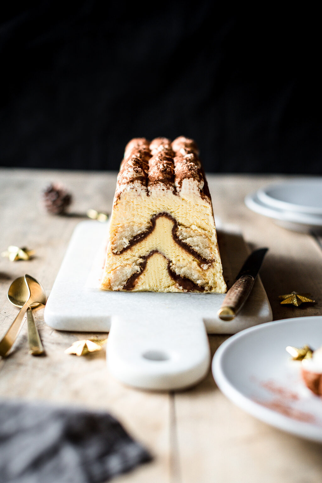 Bûche tiramisu ganache chocolat crème marrons - Lilie Bakery