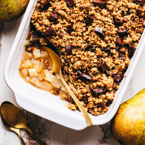 Recette crumble poire chocolat - Lilie Bakery
